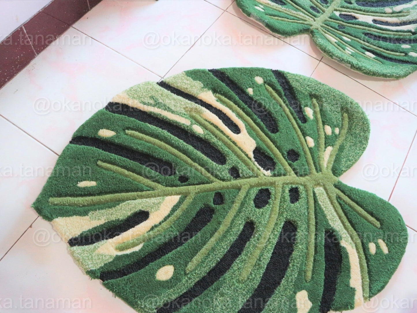 Monstera Variegated Rug Mat Plant Accesories Home Decoration