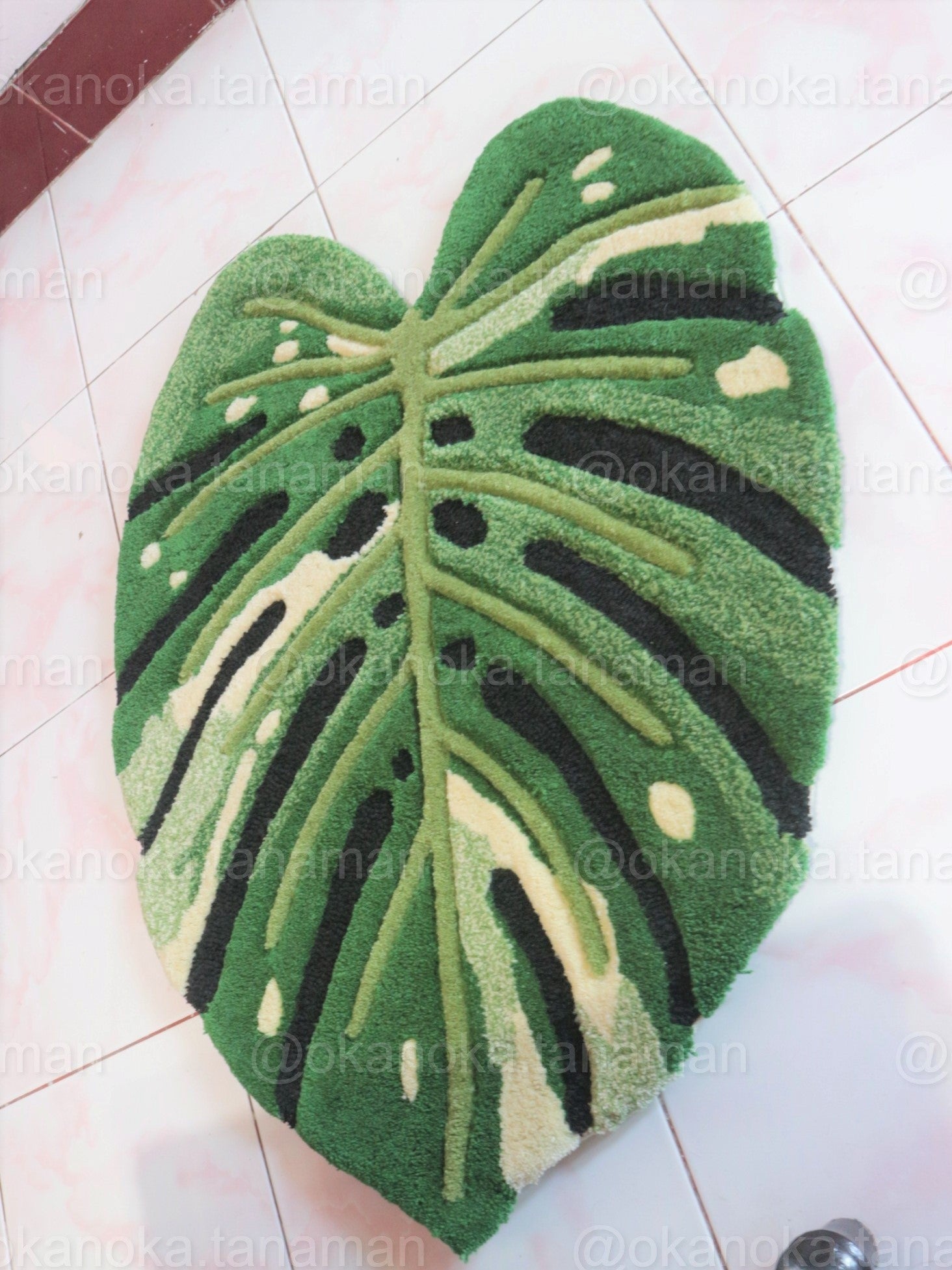 monstera plant rug Monstera Variegated Rug Mat Plant Accesories Home Decoration 60x75 cm