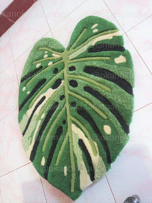 Monstera Variegated Rug Mat Plant Accesories Home Decoration