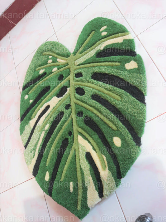 Monstera Variegated Rug Mat Plant Accesories Home Decoration 