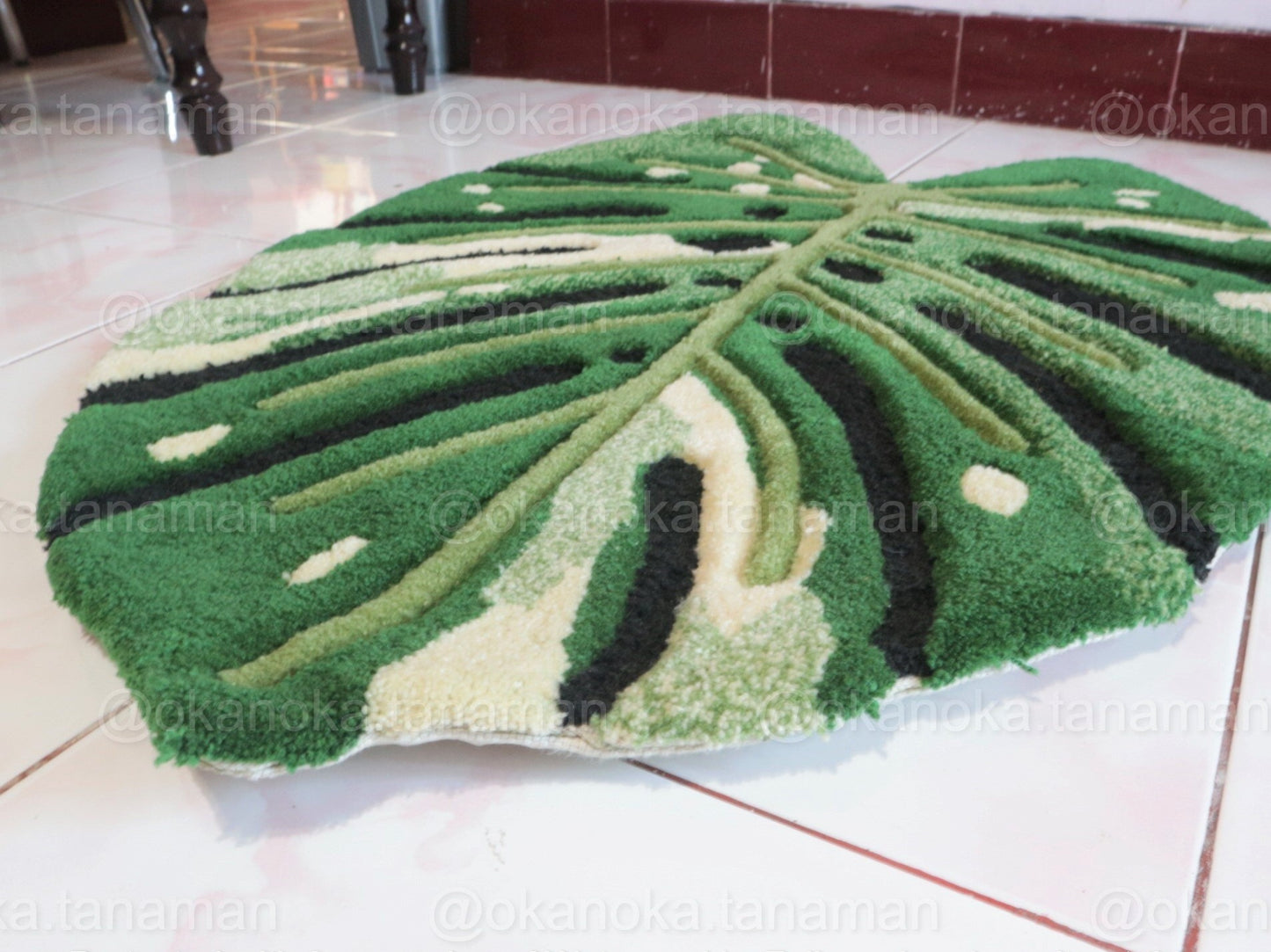 Monstera Variegated Rug Mat Plant Accesories Home Decoration