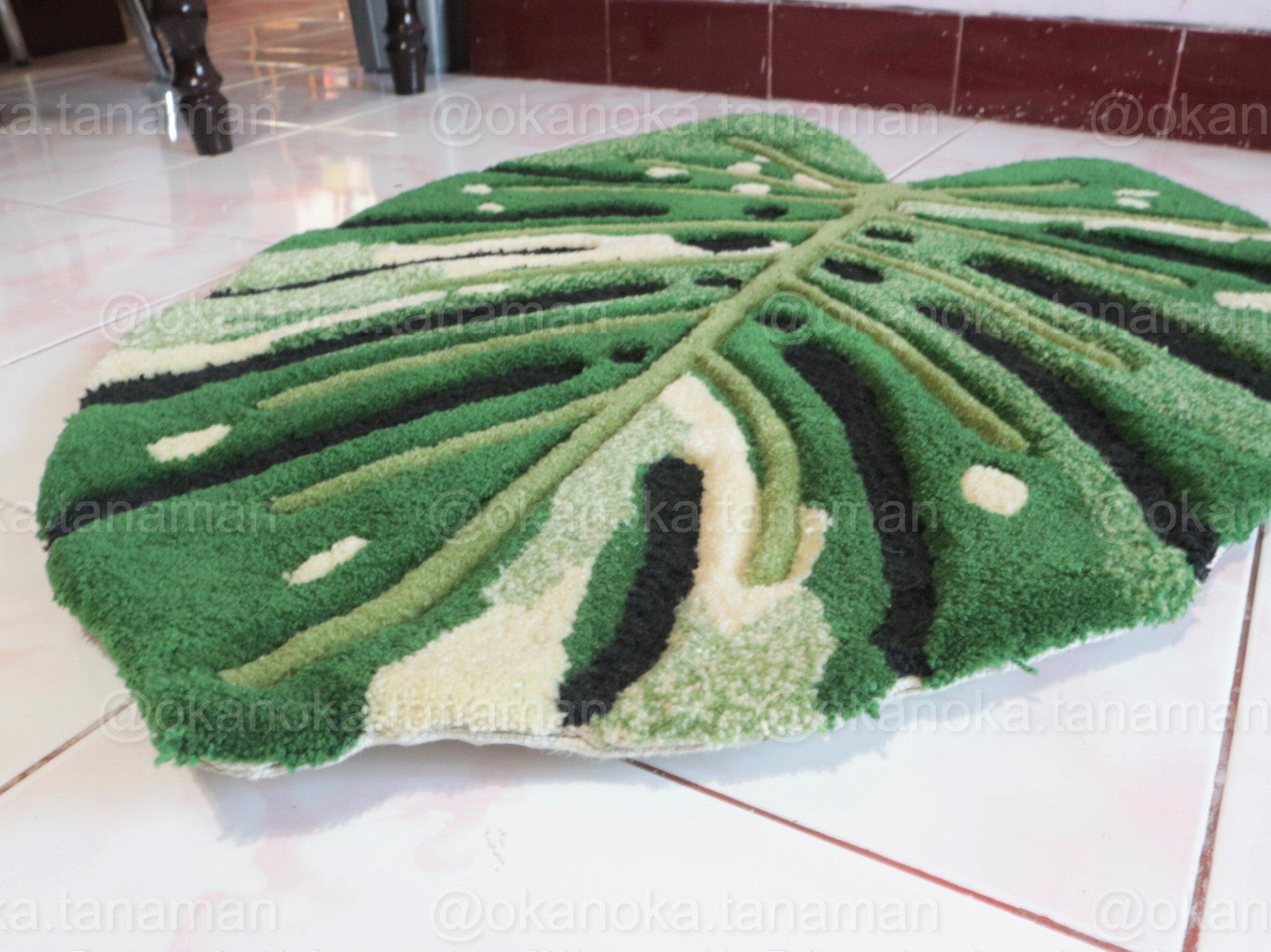 Monstera Variegated Rug Mat Plant Accesories Home Decoration