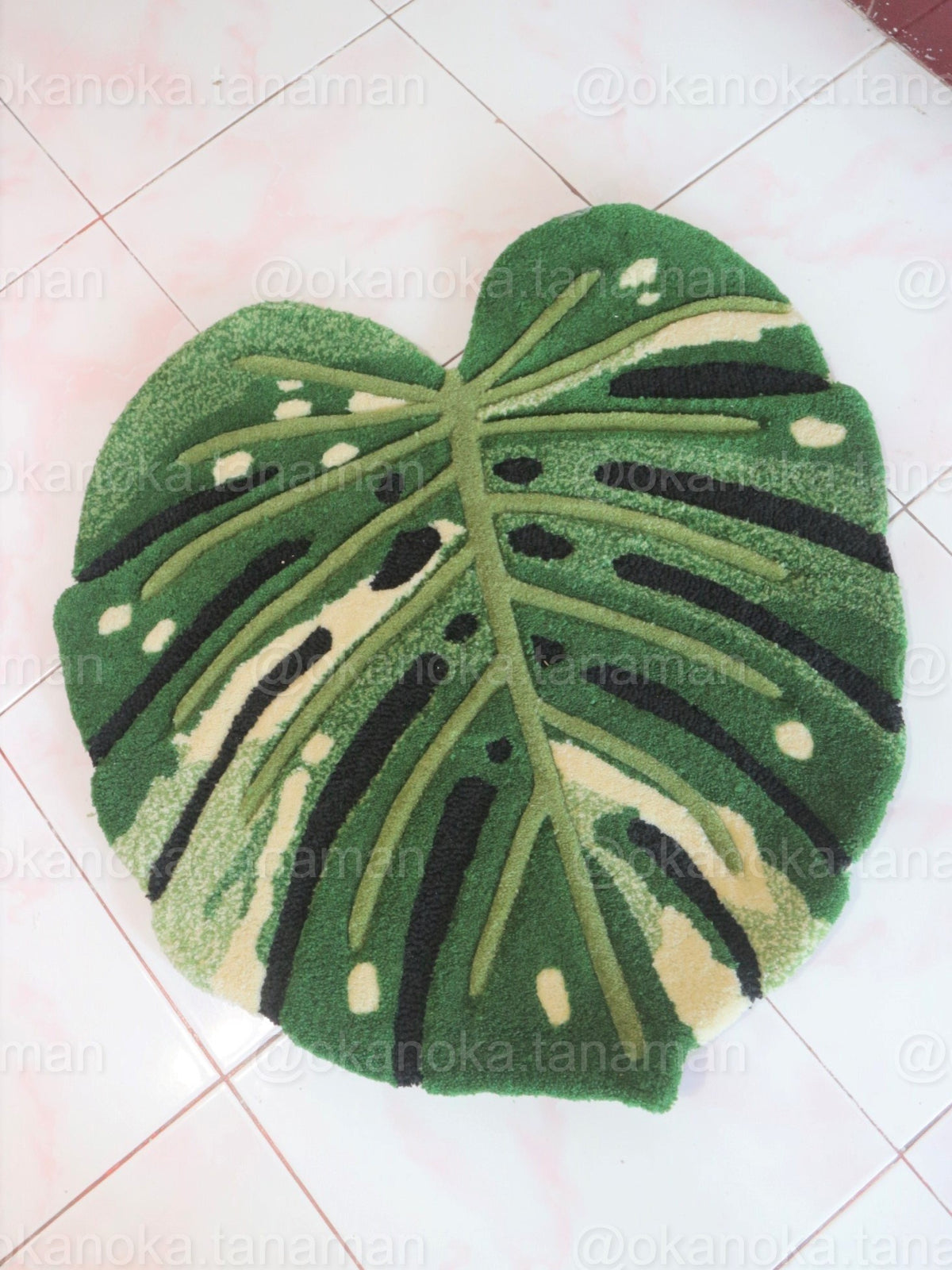 Monstera Variegated Rug Mat Plant Accesories Home Decoration 60x60 cm